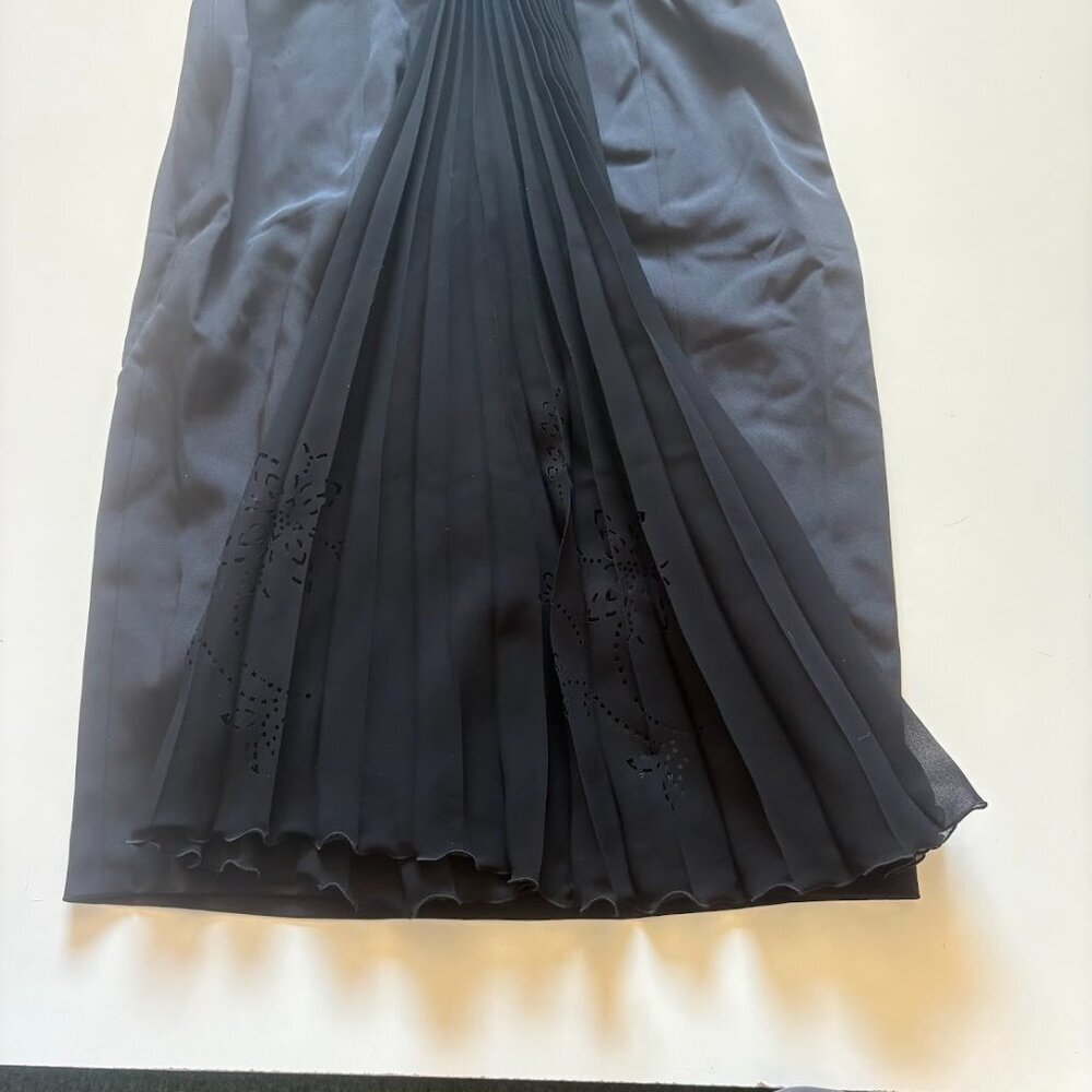 Escada Silk Strapless Black Back Bow Pleated Laser Cut out Prom Dance Wedding - Picture 8 of 11